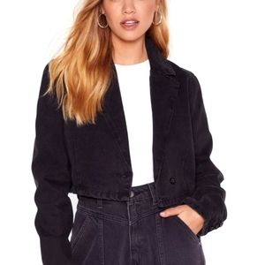 Cropped jean jacket in black size 8